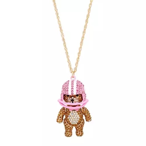 BETSEY JOHNSONStone Football Bear Pendant Necklace